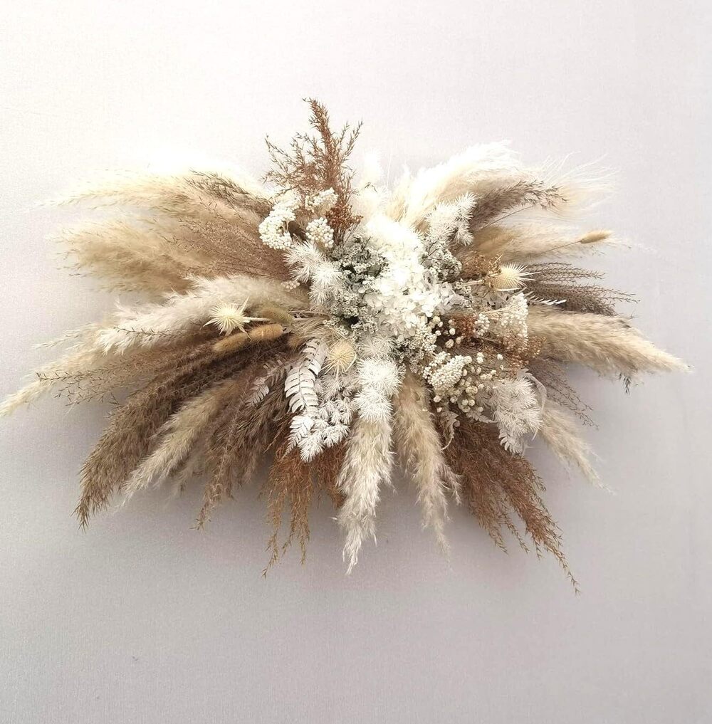 9297 Natural Dried Flower Wall Swag – Boho Pampas Grass DIY Arch Decor Kit